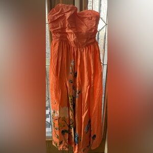 Anthropologie Coral Smocked Dress